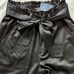 Satin black tie pants